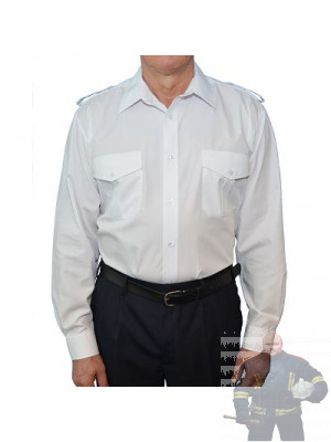 Diensthemd 1/1 Weiß mit Tunnel und abnehmbarer Schulterklappe