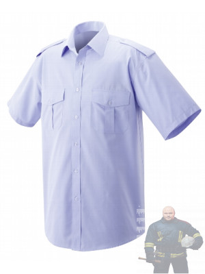 Feuerwehr Pilothemd Premium Kurzarm blau